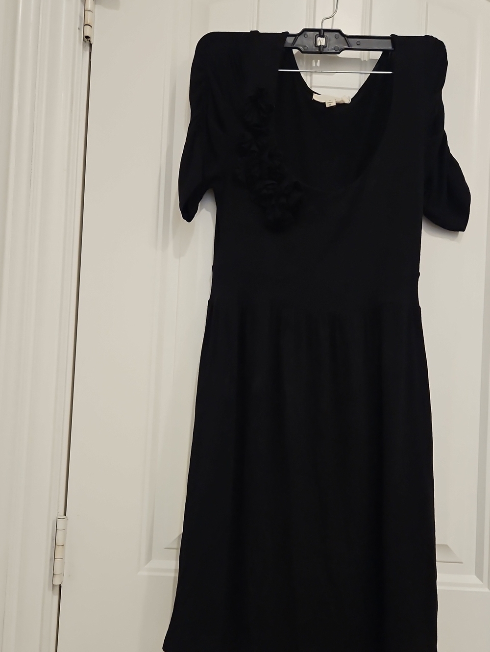 Lush Black Midi Dress with Floral Appliqué